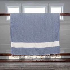 100% Cotton Turkish Bath Towel, 40 x 70 Diamond Peshtemal, Navy, PK 2