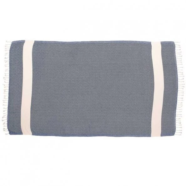 100% Cotton Turkish Bath Towel, 40 x 70 Diamond Peshtemal, Navy, PK 2