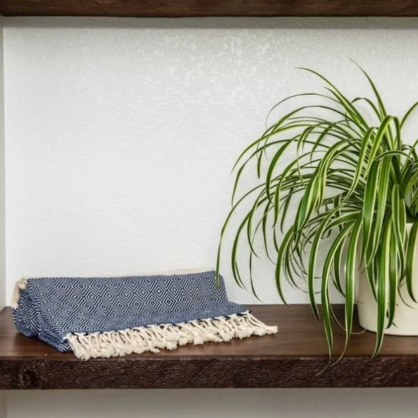 100% Cotton Turkish Bath Towel, 40 x 70 Diamond Peshtemal, Navy, PK 2