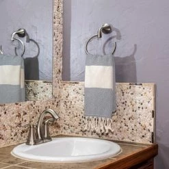 100% Cotton Turkish Hand Towels, 18 x 40 Diamond Peshtemal Kitchen and Bath Towels, Gray, PK 4