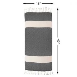 100% Cotton Turkish Hand Towels, 18 x 40 Diamond Peshtemal Kitchen and Bath Towels, Gray, PK 4