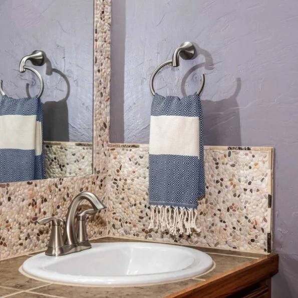 100% Cotton Turkish Hand Towels, 18 x 40 Diamond Peshtemal Kitchen and Bath Towels, Navy, PK 4