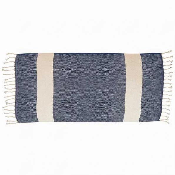 100% Cotton Turkish Hand Towels, 18 x 40 Diamond Peshtemal Kitchen and Bath Towels, Navy, PK 4