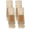 Deerlux 100% Cotton Turkish Hand Towels, 18 x 40 Diamond Peshtemal Kitchen and Bath Towels, Beige, PK 4