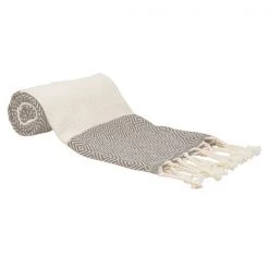 100% Cotton Turkish Hand Towels, 18 x 40 Diamond Peshtemal Kitchen and Bath Towels, Beige, PK 4