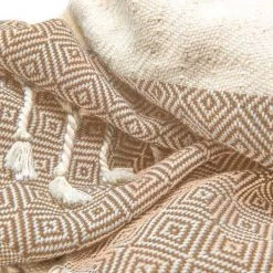 100% Cotton Turkish Hand Towels, 18 x 40 Diamond Peshtemal Kitchen and Bath Towels, Beige, PK 4