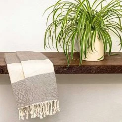 100% Cotton Turkish Hand Towels, 18 x 40 Diamond Peshtemal Kitchen and Bath Towels, Beige, PK 4