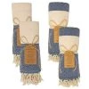 Deerlux 100% Cotton Turkish Hand Towels and Bath Towels, Diamond Peshtemal, Navy, PK 2