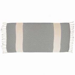 100% Cotton Turkish Hand Towels and Bath Towels, Diamond Peshtemal, Gray, PK 2