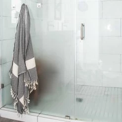 100% Cotton Turkish Hand Towels and Bath Towels, Diamond Peshtemal, Black, PK 2