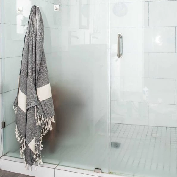 100% Cotton Turkish Hand Towels and Bath Towels, Diamond Peshtemal, Black, PK 2