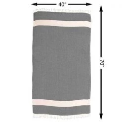 100% Cotton Turkish Hand Towels and Bath Towels, Diamond Peshtemal, Black, PK 2