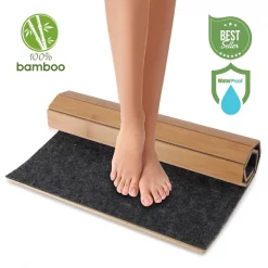 Bamboo Floor Rug Bath Mat – Waterproof Bathroom Shower Mat Carpet