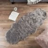 Hastings Home Faux Sheepskin Fur Rug (2x5 feet, Gray)