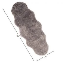 Hastings Home Faux Sheepskin Fur Rug (2×5 feet, Gray)