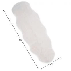 Hastings Home Faux Sheepskin Fur Rug (2×5 feet, White)