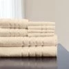Hastings Home 8 Piece 100 Percent Cotton Plush Bath Towel Set - Bone