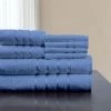 Hastings Home 8 Piece 100 Percent Cotton Plush Bath Towel Set - Blue
