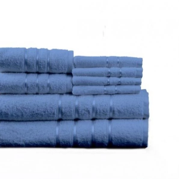 Hastings Home 8 Piece 100 Percent Cotton Plush Bath Towel Set – Blue