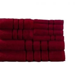 Hastings Home 8 Piece 100 Percent Cotton Plush Bath Towel Set Burgundy