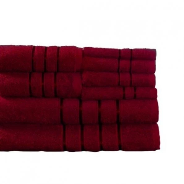 Hastings Home 8 Piece 100 Percent Cotton Plush Bath Towel Set Burgundy