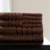 Hastings Home 8 Piece 100 Percent Cotton Plush Bath Towel Set Choc
