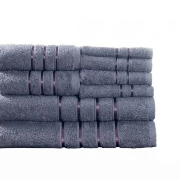 Hastings Home 8 Piece 100 Percent Cotton Plush Bath Towel Set – Silver