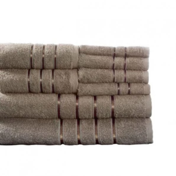 Hastings Home 8 Piece 100 Percent Cotton Plush Bath Towel Set – Taupe
