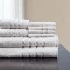 Hastings Home 8 Piece 100 Percent Cotton Plush Bath Towel Set - White