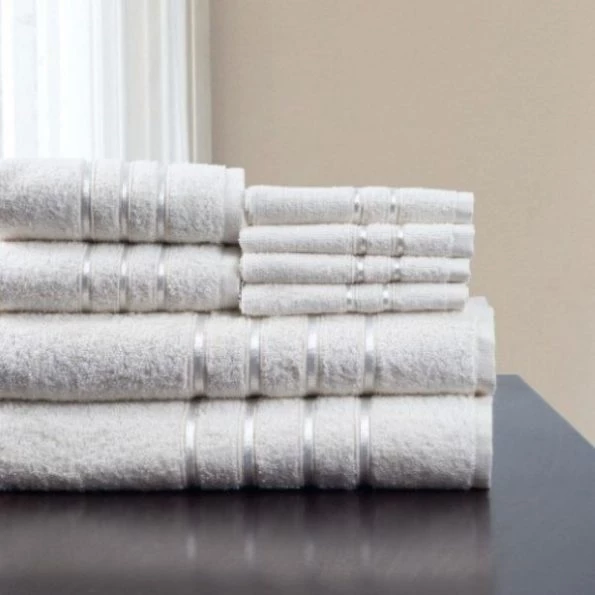 Hastings Home 8 Piece 100 Percent Cotton Plush Bath Towel Set – White
