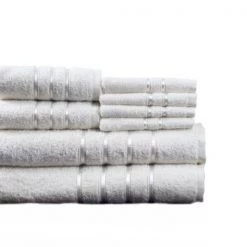 Hastings Home 8 Piece 100 Percent Cotton Plush Bath Towel Set – White