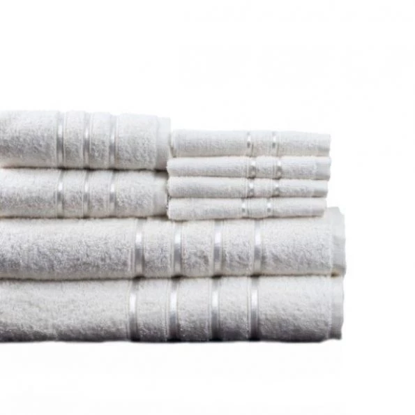 Hastings Home 8 Piece 100 Percent Cotton Plush Bath Towel Set – White