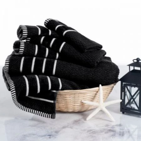 Hastings Home 6-piece 100-percent Cotton Towel Set with 2 Bath Towels, 2 Hand Towels and 2 Washcloths (Black)