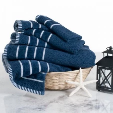 Hastings Home 6-piece 100-percent Cotton Towel Set with 2 Bath Towels, 2 Hand Towels and 2 Washcloths (Navy)