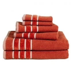 Hastings Home Combed Cotton 6-piece Set with 2 Bath Towels, 2 Hand Towels and 2 Washcloths | Brick Orange 4 Combed Cotton 6-piece Set with 2 Bath Towels, 2 Hand Towels and 2 Washcloths | Brick Orange