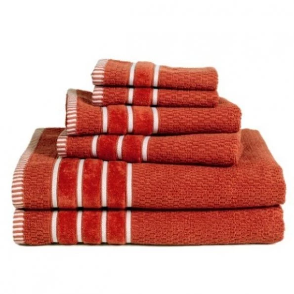 Combed Cotton 6-piece Set with 2 Bath Towels, 2 Hand Towels and 2 Washcloths | Brick Orange