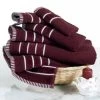 Hastings Home Combed Cotton Rice Weave 6-piece Set with 2 Bath Towels, 2 Hand Towels and 2 Washcloths | Burgundy
