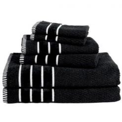 6-piece 100-percent Cotton Towel Set with 2 Bath Towels, 2 Hand Towels and 2 Washcloths (Black)