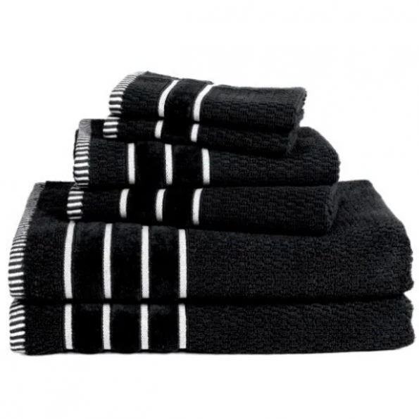 6-piece 100-percent Cotton Towel Set with 2 Bath Towels, 2 Hand Towels and 2 Washcloths (Black)