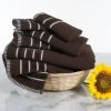 Hastings Home Combed Cotton 6 piece Set with 2 Bath Towels, 2 Hand Towels and 2 Washcloths | Chocolate Brown