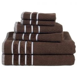 Combed Cotton 6 piece Set with 2 Bath Towels, 2 Hand Towels and 2 Washcloths | Chocolate Brown