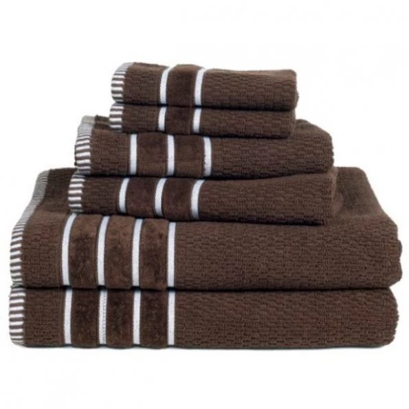 Combed Cotton 6 piece Set with 2 Bath Towels, 2 Hand Towels and 2 Washcloths | Chocolate Brown
