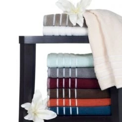 6-piece 100-percent Cotton Towel Set with 2 Bath Towels, 2 Hand Towels and 2 Washcloths (Black)