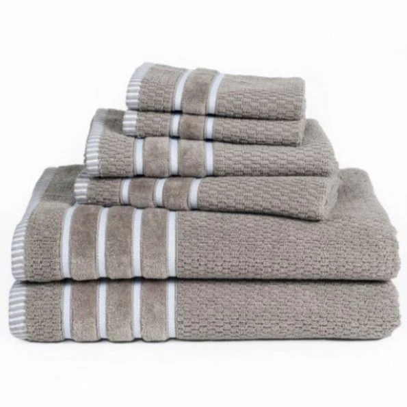 6-piece 100-percent Cotton Towel Set with 2 Bath Towels, 2 Hand Towels and 2 Washcloths (Taupe)