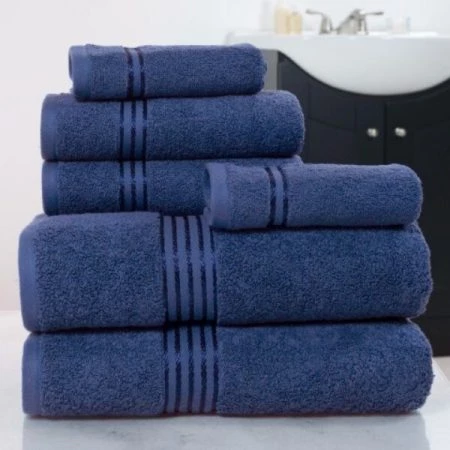 Hastings Home 100 Percent Cotton Hotel 6 Piece Towel Set - Navy