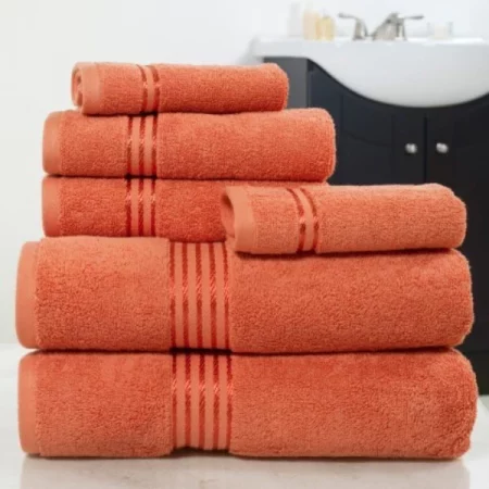 Hastings Home 100 Percent Cotton Hotel 6 Piece Towel Set - Brick