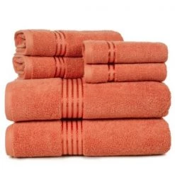 Hastings Home 100 Percent Cotton Hotel 6 Piece Towel Set – Brick