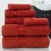 Hastings Home 100 Percent Cotton Hotel 6 Piece Towel Set - Burgundy
