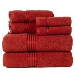 Hastings Home 100 Percent Cotton Hotel 6 Piece Towel Set - Burgundy 4 Hastings Home 100 Percent Cotton Hotel 6 Piece Towel Set – Burgundy