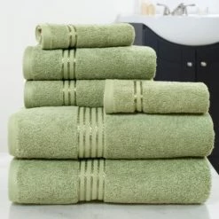 Hastings Home 100 Percent Cotton Hotel 6 Piece Towel Set – Green